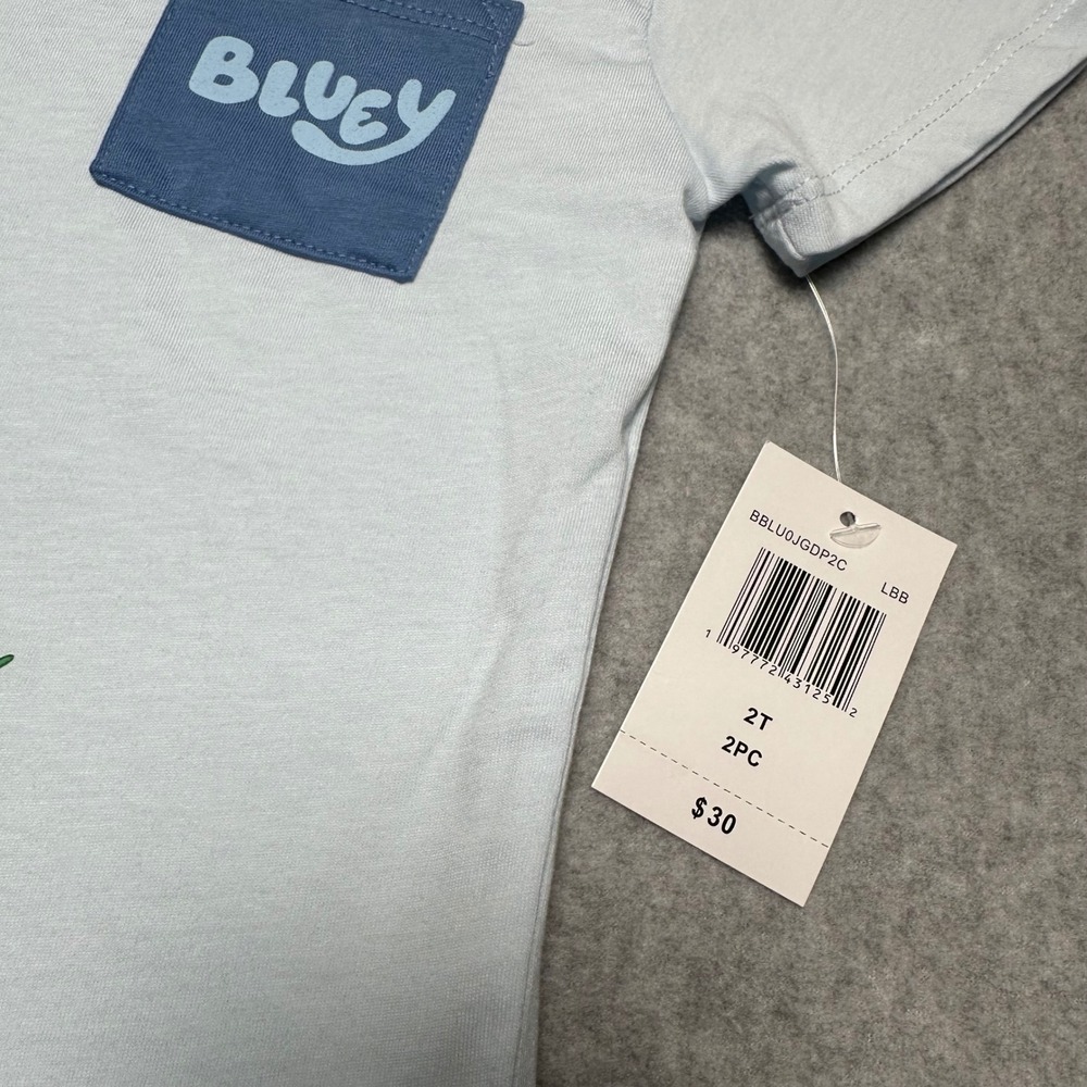 Bluey Toddler Boys 2-Piece T-Shirt and Shorts Set Light Blue Size 2T NWT - Picture 2 of 2